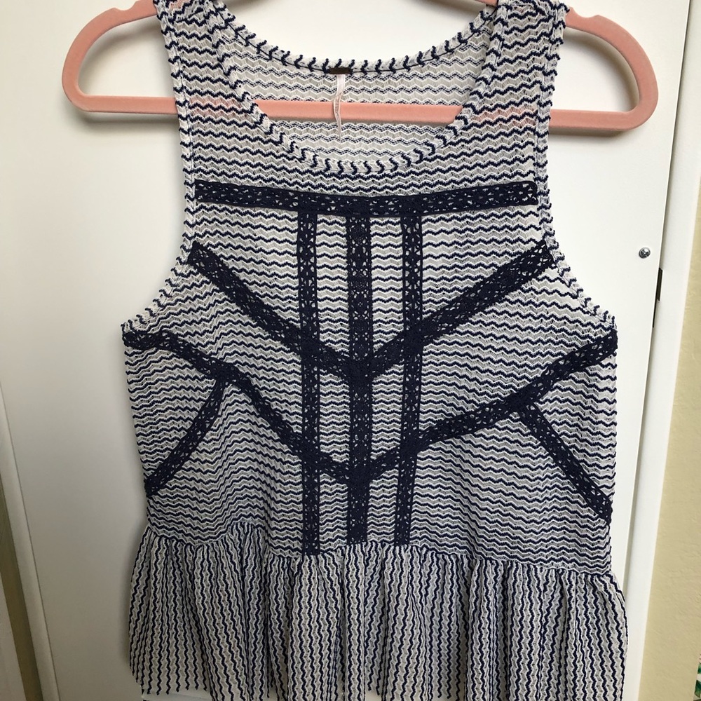 Free People Tank Keyhole Back Peplum Bottom